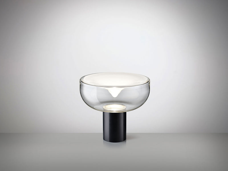 Leucos Aella T 30 cm – Transparent with White Spot, Matt Black structure
